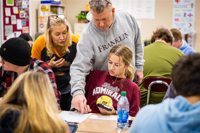Franklin High students in a math class